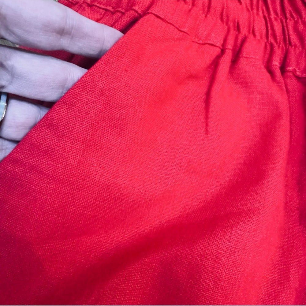 Love Tree Red High-Waist Drawstring Linen Shorts - Picture 5 of 7